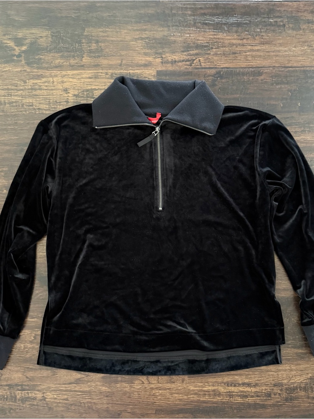 SPANX Black Velvet Half-Zip Sweatshirt
